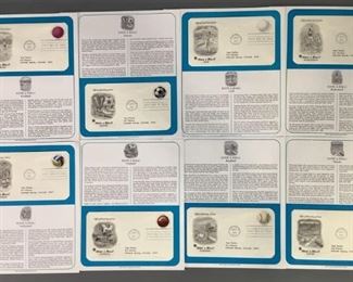 Commemorative official first day of issued cancelled stamps: Kickball, Golf, Soccer, Volleyball, Football, Baseball, Basketball, Tennis
