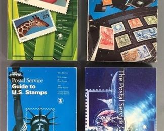 Four (4) The Postal Service Guide to US Stamps Books: 10th edition, 13th edition, 19th edition, and 27th edition.