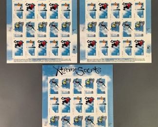 Three blocks of twenty (20) each Xtreme Sports MNH stamps, Scott #3321-24.