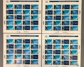 Four blocks with twenty (20) each of 2001 Olympics Ski Jumping MNH stamps, Scott #35523555