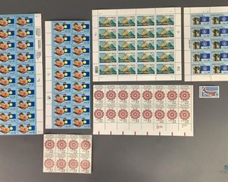 Island and marine style MNH Stamps. Includes one (1) 1969 Canada Charlottetown stamp, Scott #499. One block of twenty (20) and one block of eighteen (18) 1994-95 Republic of Palau stamps, Scott #2999. One block of sixteen (16) and thirteen (13) additional Friendship With Morocco stamps, Scott #2349. One block of ten (10) Commonwealth of the Northern Mariana Islands, year 1993 Scott #2804. One block of twenty (20) 1999-2000 American Samoa stamps, Scott #3389.