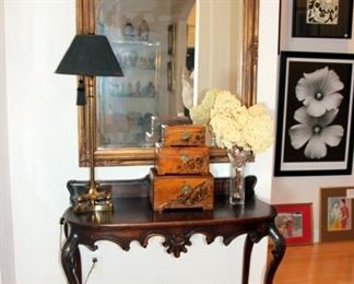 Entry Table, Carved Asian Chests