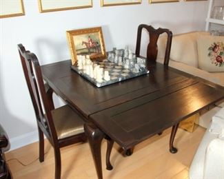 Game Table with 2 Chairs, Stone Chess Set