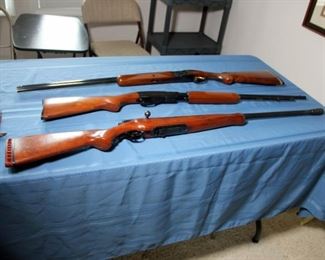 2ga Winchester Model 12’s, Remington 12 ga. Model 870 Wingmaster, 12 ga. Eastfield Model 916, 16 ga. Mossberg Model 190, .22 cal. Remington Fieldmaster Model 572
