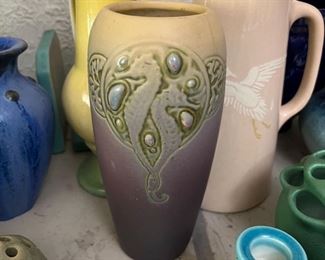 Rare Rudolph Lorber for Weller Pottery Seahorse Vase