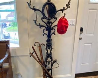 Antique wrought iron hall tree.