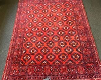Gorgeous hand-knotted wool & hemp Afghan rug.
