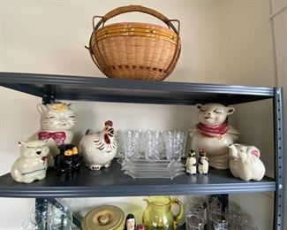 1940s cookie jars and creamers.
