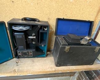 Vintage reel-to-reel projectors.