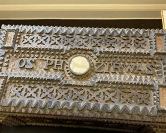 Fabulous "tramp art" box hand carved by Joseph Zirwas.