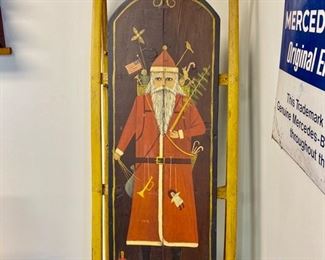 Vintage hand-painted full-sized sled by folk artist, Arthur Glazier.