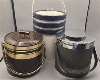 Ice buckets
~ gray w/silver lid = SOLD
~ brown w/gold trim = SOLD