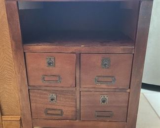 4 "label" drawer  w/cubby hole side table