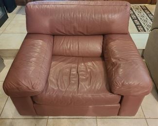 Mauve leather oversized club chair 
*has matching couch