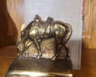 Brass horse & saddle book ends