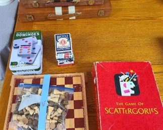 Games = dominos, cards ~ duo chess & checkers set = SOLD ~ backgammon multiplex