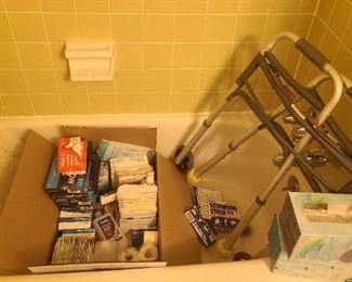 Walker, covid tests & bathroom toiletries 