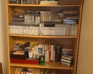 5 shelf book shelves, CD'S,  DVD's, books & more