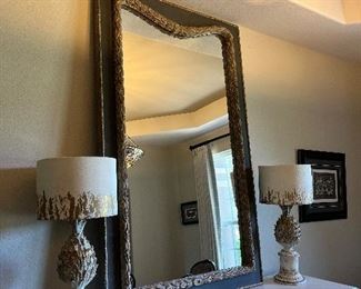 Very large heavy wood framed mirror