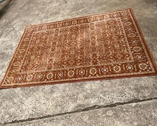 Rug #1 Color "Paprika" medium brown with cream made in Egypt, size 5ft 3" x 7ft 9"
