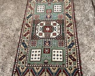 Rug #2 Multi color, hand made in India, wool on cotton foundation, Kazak weave, size 3ft x 5ft