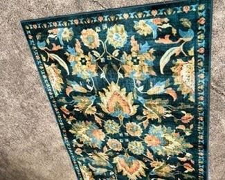 Rug #4 Color "Denim" with orange/gold/cream made in Sugar Land GA. size 60" x 96"