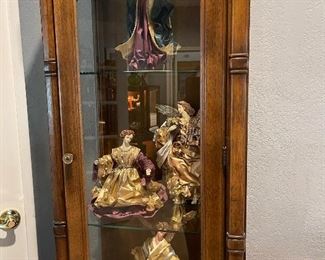 Vintage bamboo style lighted cabinet, wonderful angels
