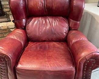 This is a leather recliner, very cozy!