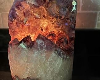 This Amethyst lamp comes with a small light that changes colors.