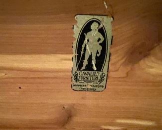 Cavalier Furniture company label on the cedar trunk