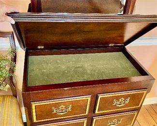 One of my favorite pieces here….a six drawer chest that has a top that lifts for silver storage (shhhhh…..it’s a secret hiding place!!).  