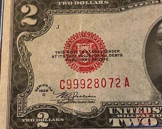 1928 Red Seal $2 Bill