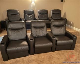 Leather Reclining Theater Seating (Set of 3)