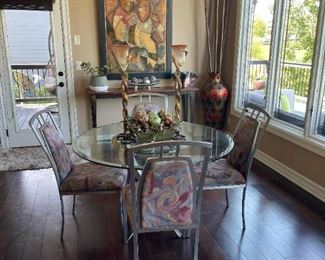 MINSON Glass Topped Dinette Table and Chair Set