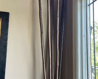 Large Decorative Terra Cotta Planter with Painted Bamboo