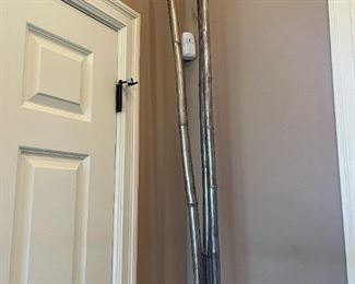 Large Decorative Terra Cotta Planter with Painted Bamboo