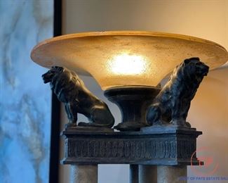 Neo-Classical Figural Lions Torchiere Floor Lamp
