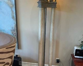 Neo-Classical Figural Lions Torchiere Floor Lamp