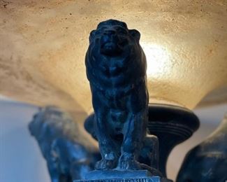 Neo-Classical Figural Lions Torchiere Floor Lamp