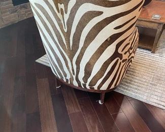 MASSOUD Custom Leather Wingback Chairs with Faux Zebra Pattern