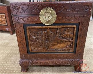 Hand Carved Chinese Trunk / Box