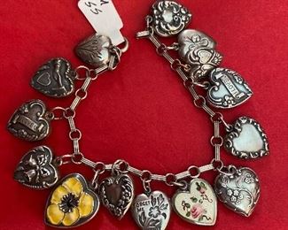 Antique sterling heart bracelet