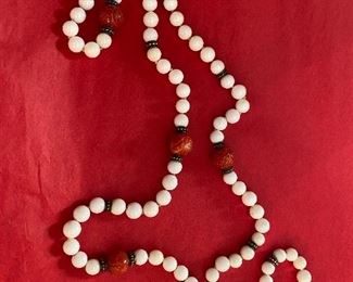 Red and white coral necklace
