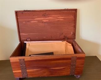 Toy antique cedar chest for doll clothes