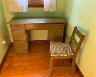 Decoupaged wooden desk (30 H x 43 W x 19 D) and matching chair