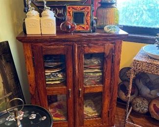 Glass Front Cabinet & Contents