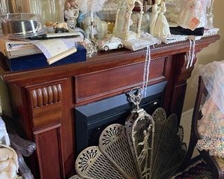 Electric Fireplace and Peacock Screen