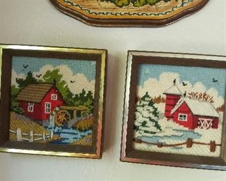 PAIR OF NEEDLE  POINT PICTURES