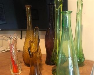 Some blown glass bottles 