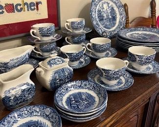 2 sets of Liberty Blue dishes 